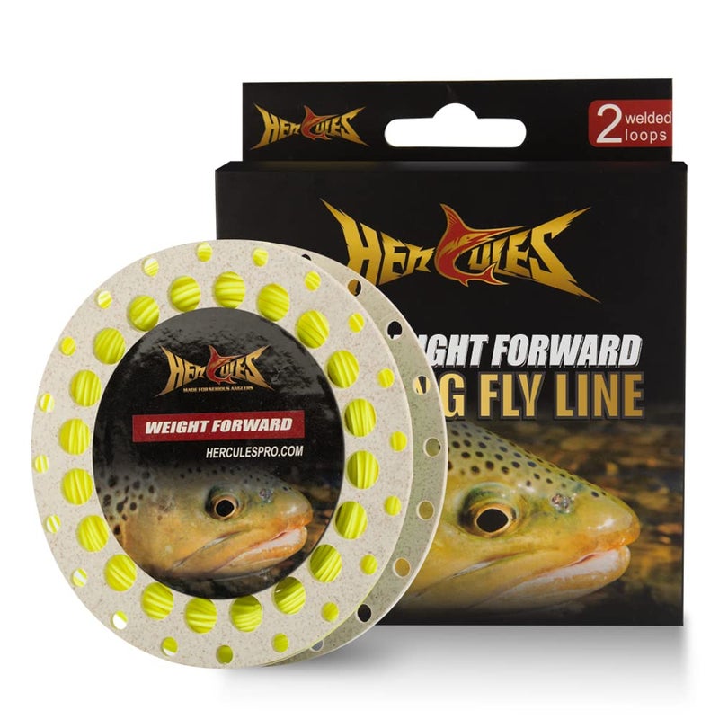 Hercules HERCULES Fly Fishing Line Floating Weight Forward Fly Line with Double Welded Loop, Fluorescent Yellow, WF3F 90FT  - Image 1