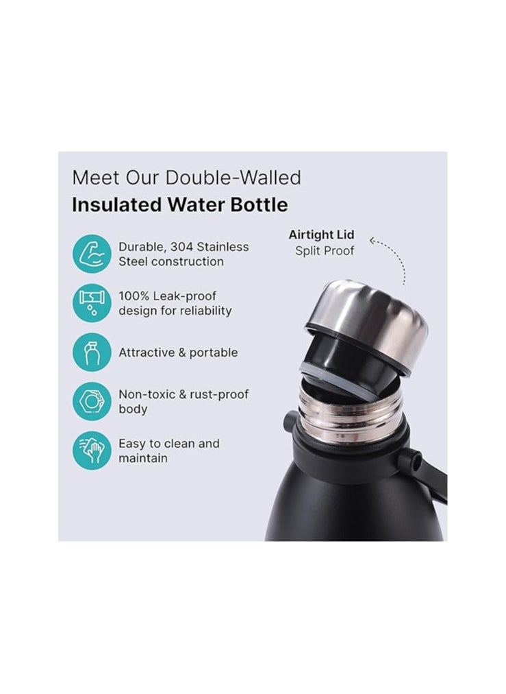 Atlasware The Better Home 2 Ltrs Insulated Bottle | Doubled Wall 304 Stainless Steel | Stays Hot for 18 Hrs & Cold for 24 Hrs | Rustproof & Leakproof | Insulated Water Bottles (Black)  - Image 2