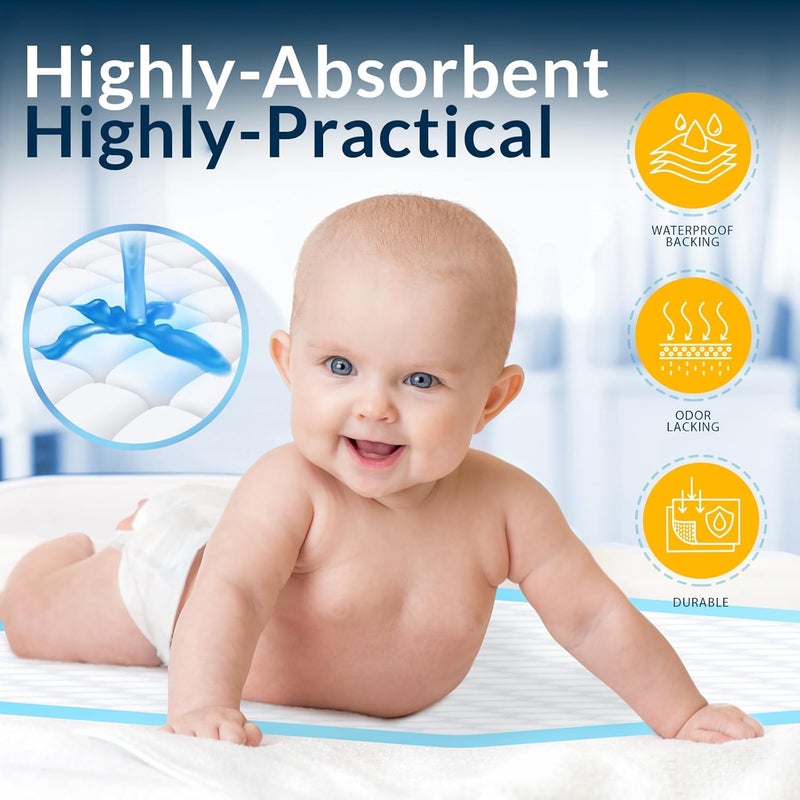 Medpride Disposable Underpads 17'' x 24'' (100-Count) Incontinence Pads, Bed Covers, Puppy Training | Thick, Super Absorbent Protection for Kids, Adults, Elderly | Liquid, Urine, Accidents - Image 3