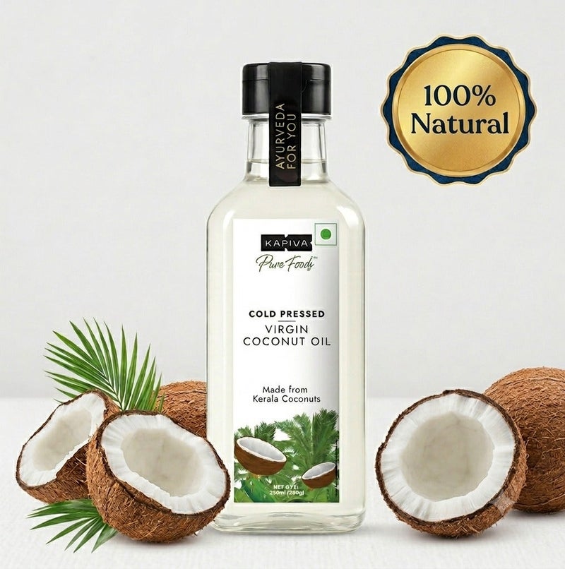 Kapiva Virgin Cold-Pressed Coconut Oil 250ml - 100% Pure, Unrefined, Organic & Edible - Image 1