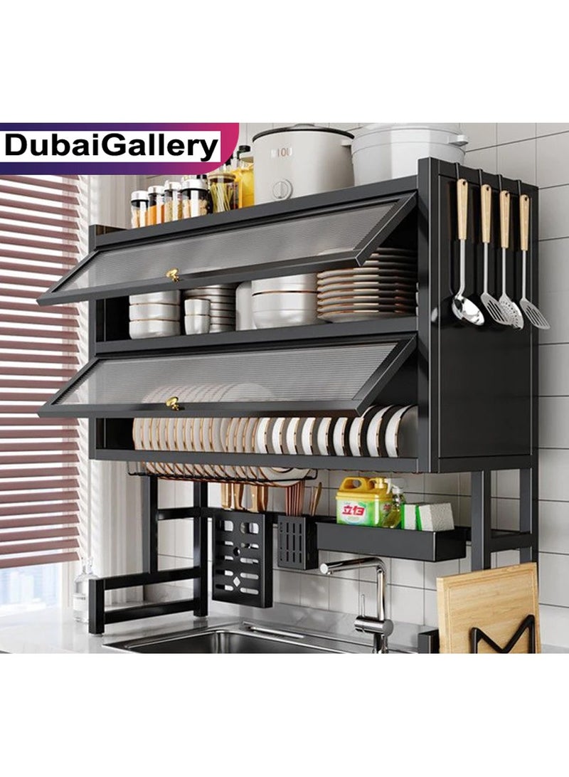 DubaiGallery Organized Home 3 Tier Stainless Steel Length Expandable Kitchen Dish Rack Dish Drying Rack Over Sink Adjustable Large Dish Rack Drainer for Kitchen Organizer Storage Space Saver - Image 1
