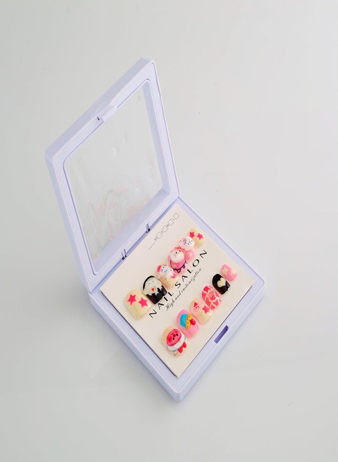CherryBox Beautiful 3D Cartoon Nails Set of 12 Pieces for Kids and Adults - Cute Kawaii Resin Art Design (Multicolour, 1) - Image 4