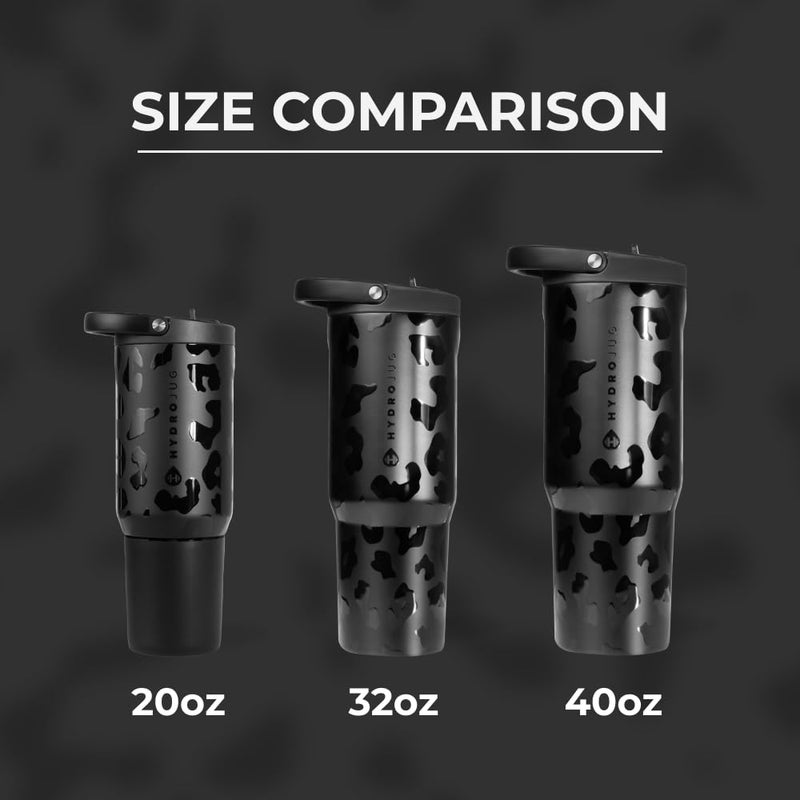 HydroJug Sport - Stainless Steel Tumbler with Straw, Vacuum Insulated, 20oz Leakproof Water Bottle, Ergonomic Design, Reusable, Dishwasher Safe, Rubber Base, Durable for Gym or Outdoors, Black Leopard - Image 4