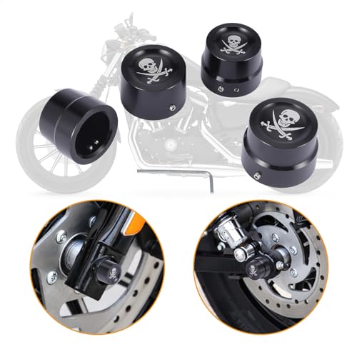 Bravema 4Pcs Axle Nut Cover, Motorcycle Front & Rear Axle Caps Bolt Set Fit for Harley Touring V-Rod Dyna Softail Sportster XL 883 1200 - Image 1
