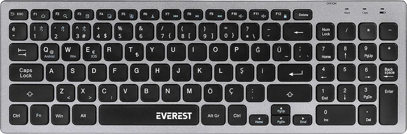 Everest KB-BT88 Black/gray Bluetooth Ultra Thin Q Mac/win/android/ios Compatible Wireless Keyboard