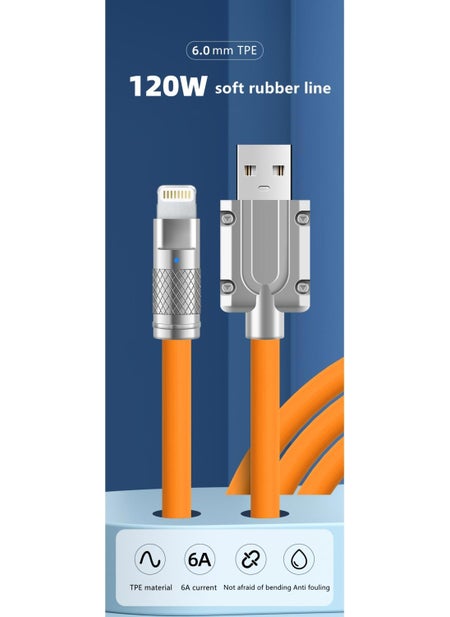 Apera BN58 iPhone Compatible 120W Watt 6A Super Fast Charging Data Cable 1 Meter Ios Cable  - Image 3
