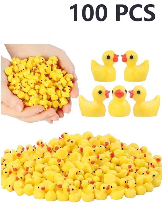 100 قطعة من بط الراتينج الصغير، مجموعة بط صغيرة للديكور المصغر في أصيص، حوض أسماك الحديقة في أصيص، بيت دمية الحديقة، تزيين الكعك، مجموعة سلايم DIY، ألعاب حفلات سحرية حرفية - Image 1