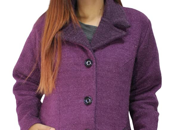 Matelco Womens Woollen Collared Coat Cardigan (IN, Alpha, XL, Purple) - Image 5
