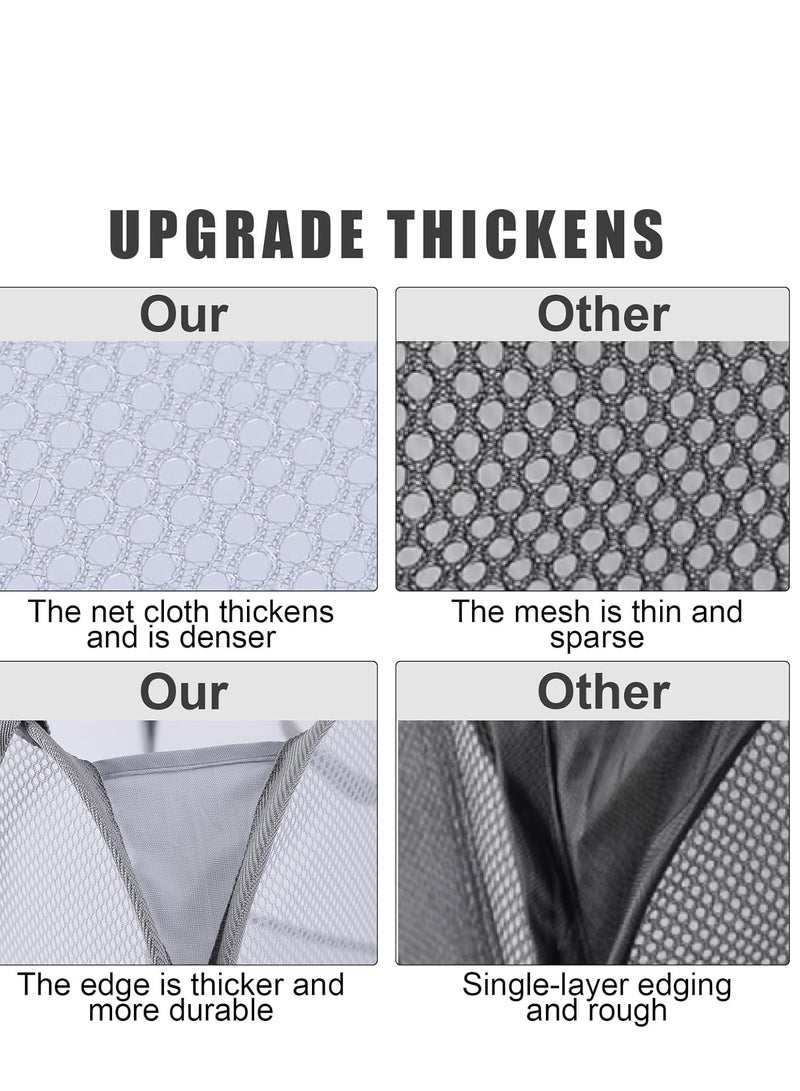 راكسوم سلة غسيل شبكية قابلة للطي، سلة غسيل قابلة للطي مع جيب جانبي، سلة تخزين ملابس قابلة للإزالة بمقبض لغرفة الغسيل، غرفة الدراسة الجامعية، الحمام، غرفة الأطفال، السفر، 95 لتر، أسود - Image 4