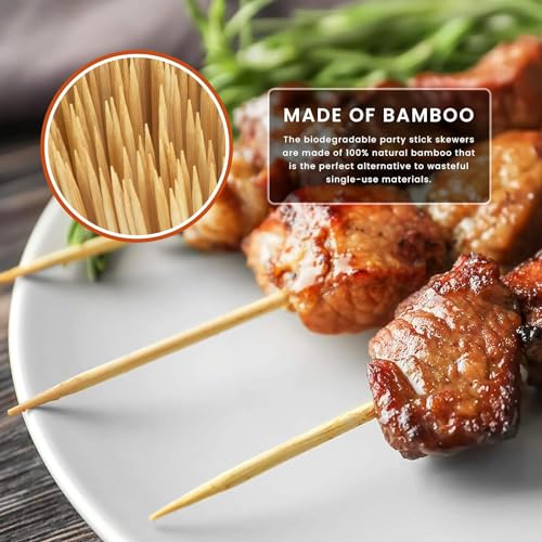 Adaamya® - 100 Pcs - Thin Natural Bamboo Skewer Sticks, Natural Wooden Barbecue Kebab Skewers, Best for Grill, BBQ, Kebab, Marshmallow Roasting or Fruit Sticks (2.5 MM) (12 Inch (30 cm)) - Image 3