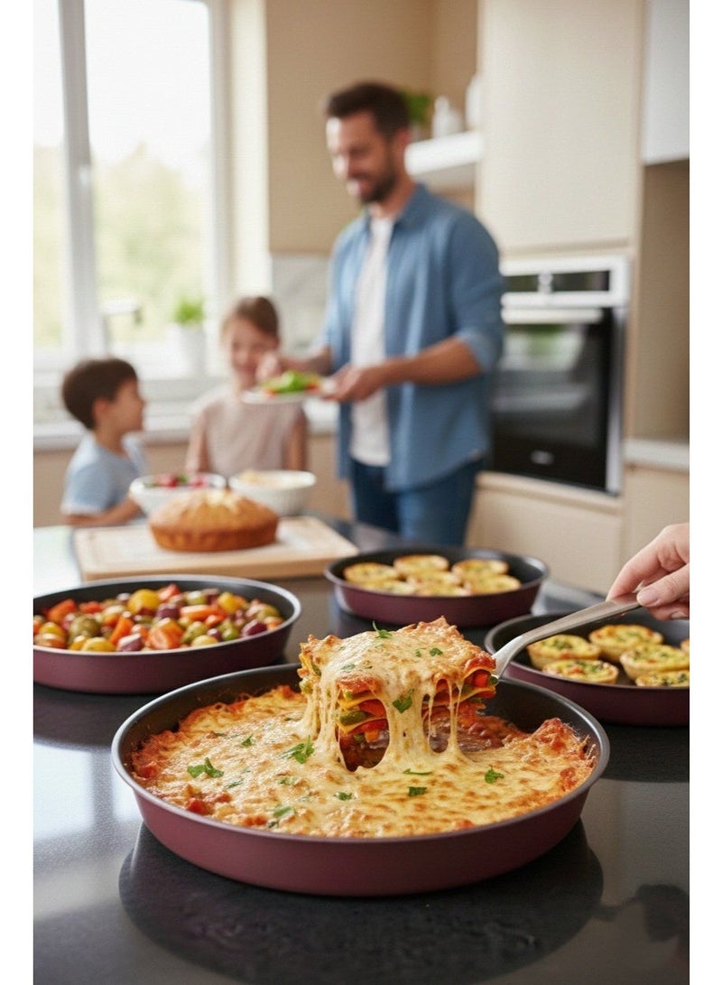 طقم قوالب فرن دائرية ألمنيوم غير لاصقة – 4 مقاسات مختلفة (24، 26، 30، 32 سم) - Image 4