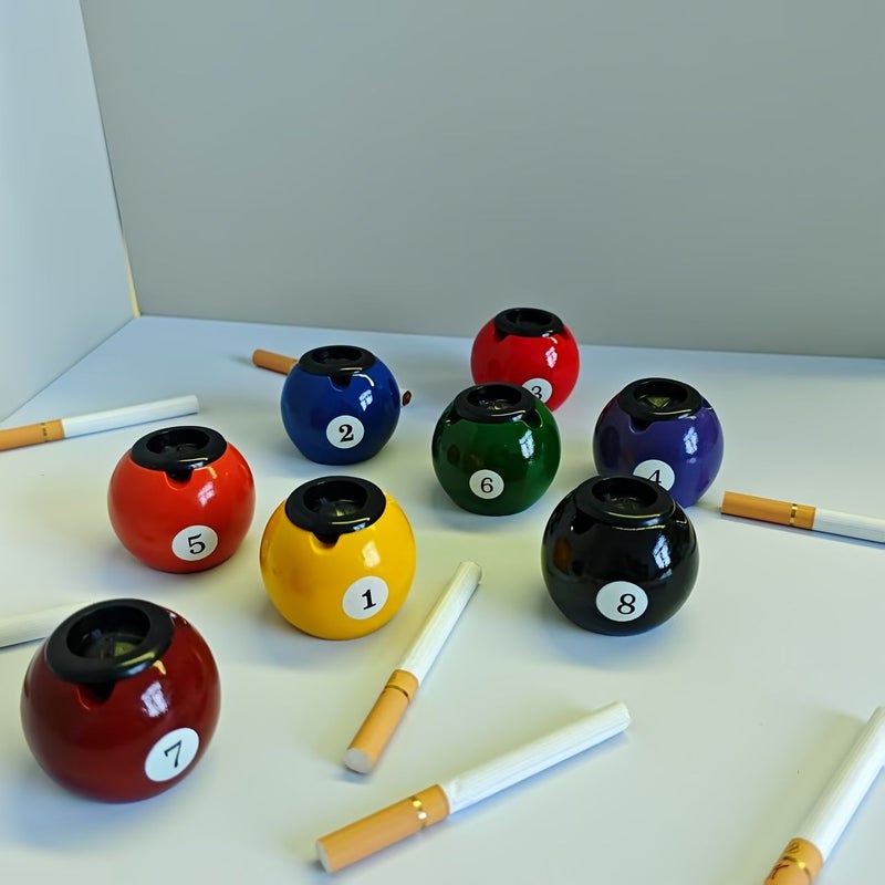 Mini Red Brown Resin Windproof Billiard Ashtray With Lid For Home Bar - Image 3