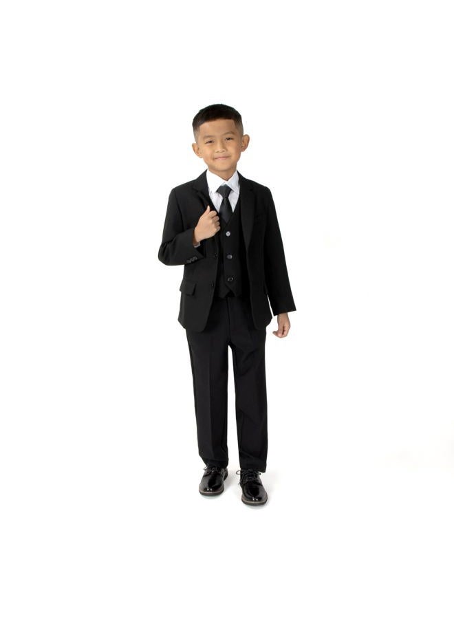 Spring Notion Big Boys' Modern Fit Dress Suit Set, Black W/Black Tie, 16 - Image 1
