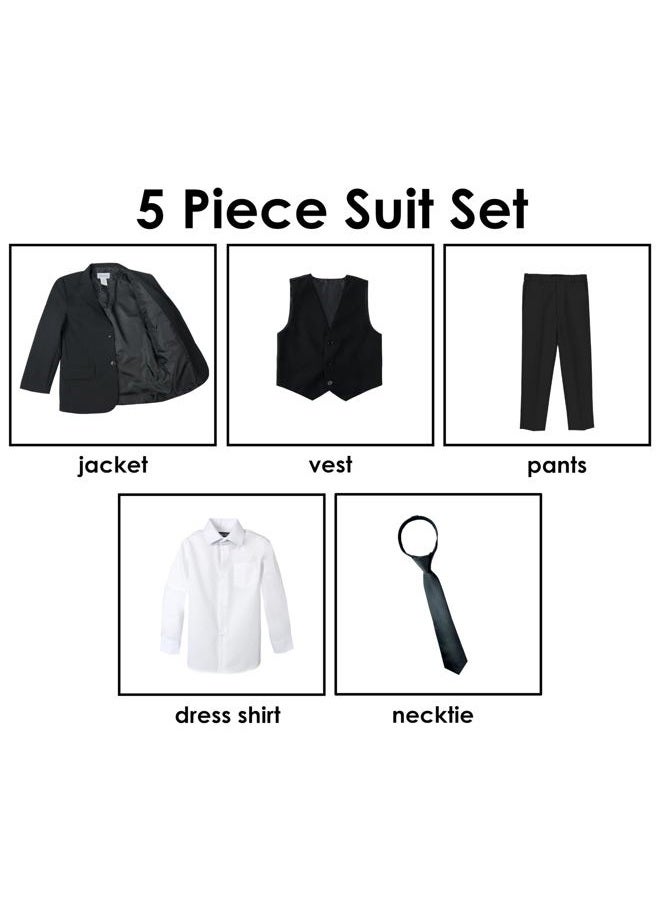 Spring Notion Big Boys' Modern Fit Dress Suit Set, Black W/Black Tie, 16 - Image 4