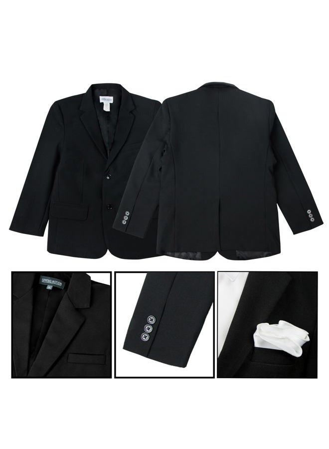 Spring Notion Big Boys' Modern Fit Dress Suit Set, Black W/Black Tie, 16 - Image 5