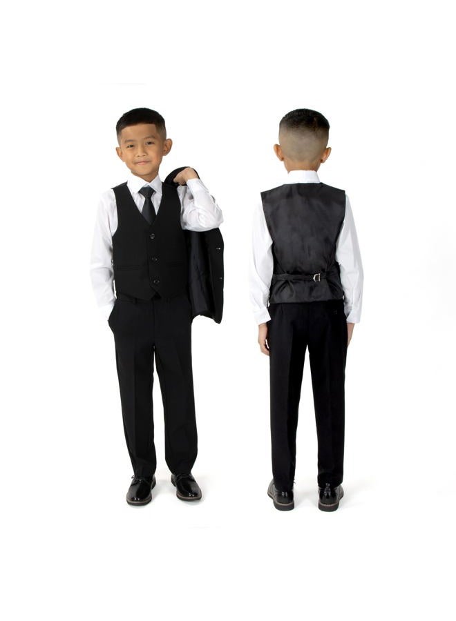 Spring Notion Big Boys' Modern Fit Dress Suit Set, Black W/Black Tie, 16 - Image 3