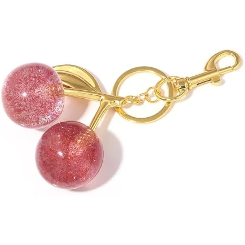 سونغشانغ ويلري سلسلة مفاتيح بدلاية على شكل كرز بينك - زينة معلقة على شكل كرز - مصنوعة من خليط معدني من الراتنج - قلادة لطيفة مع ة فريدة من نوعها، بينك واحمر، مقاس L - Image 4