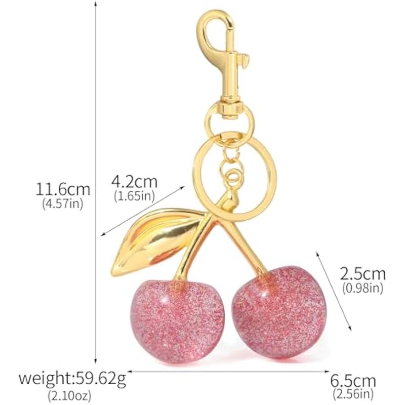 سونغشانغ ويلري سلسلة مفاتيح بدلاية على شكل كرز بينك - زينة معلقة على شكل كرز - مصنوعة من خليط معدني من الراتنج - قلادة لطيفة مع ة فريدة من نوعها، بينك واحمر، مقاس L - Image 2