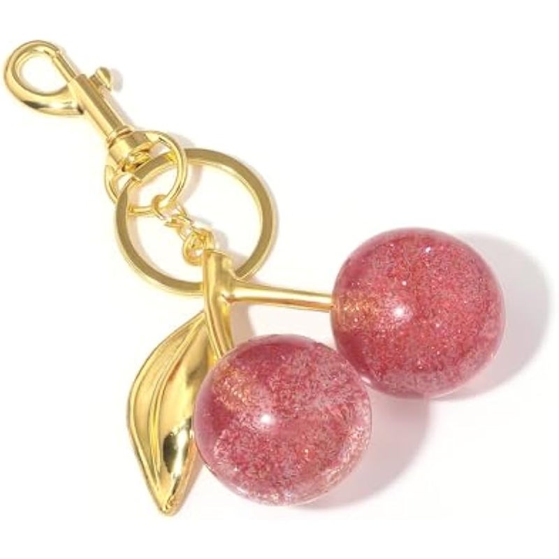 سونغشانغ ويلري سلسلة مفاتيح بدلاية على شكل كرز بينك - زينة معلقة على شكل كرز - مصنوعة من خليط معدني من الراتنج - قلادة لطيفة مع ة فريدة من نوعها، بينك واحمر، مقاس L - Image 3