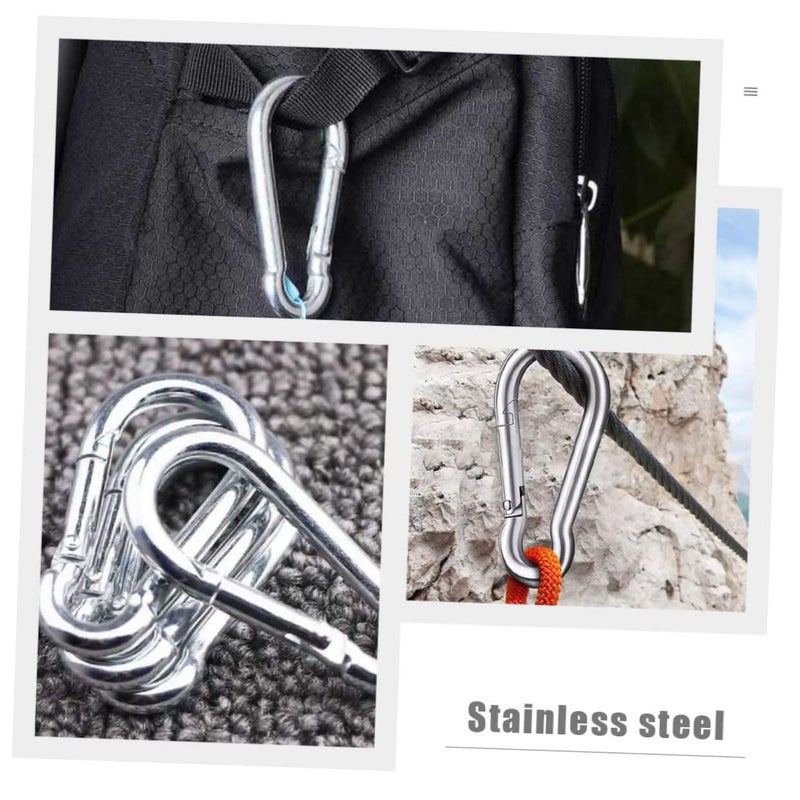 8pcs Heavy Duty Stainless Steel Spring Clips For Outdoor Camping Hammock Hiking Multi Tool - Image 4
