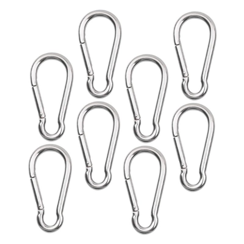 8pcs Heavy Duty Stainless Steel Spring Clips For Outdoor Camping Hammock Hiking Multi Tool - Image 2