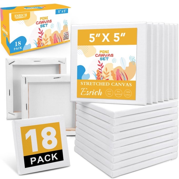 MINI CANVASES FOR PAINTING 5X5IN CANVAS IN BULK 18PACK 25IN PROFILE SMALL SQUARE CANVAS BLANK CANVASES ARE GREAT FOR SCHOOL PROJECTS AND KIDS BIRTHDAY PARTIES HOME DECOR PROJECT