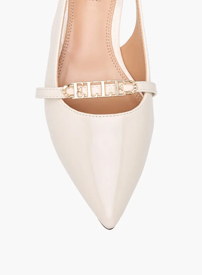 ELLE Women's Logo Accent Slingback Shoes with Stiletto Heels