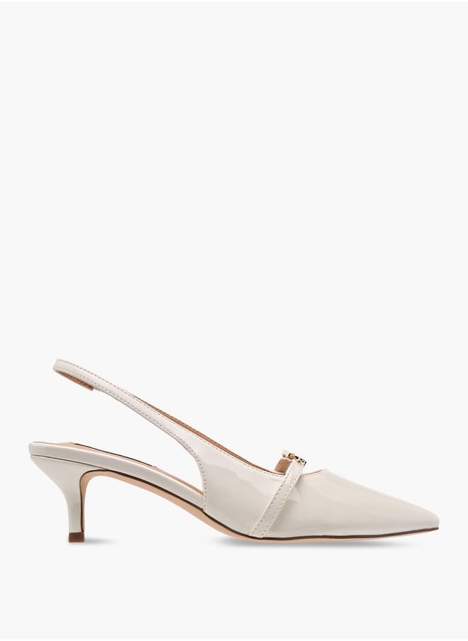 ELLE Women's Logo Accent Slingback Shoes with Stiletto Heels  - Image 3