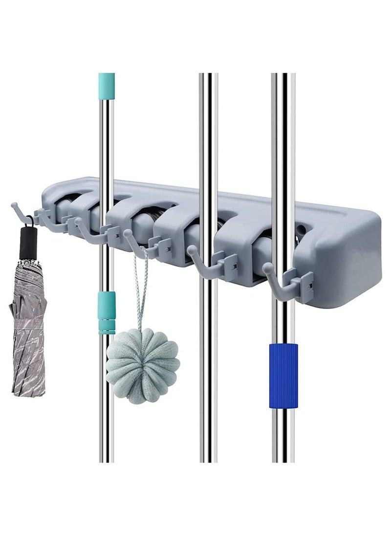 Mop And Broom Tool Holder Organizer, T56 Multipurpose Wall Mounted Non Slide Storage Hooks Racks And Towels, Keys, Tools Hanger Include Screws For Indoor, Kitchen Garden  - Image 1