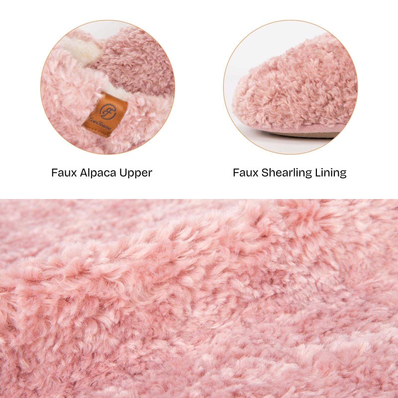 EverFoams Women's Fuzzy Slip-on Slippers Warm Cozy Soft Lightweight Memory Foam Indoor House Shoes Pink, 5-6 US - Image 5