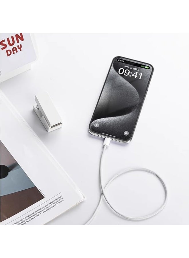 USB-C 60W Charging Cable,1 M Braided Type C Cable, Faster Charging Cable, Power Delivery PD Cord, Compatible with iPhone 16/16Pro/16 Pro Max/15/15 Pro/15 Plus/15 Pro Max,iPad Mini/Pro, MacBook Pro/Air, White - Image 5