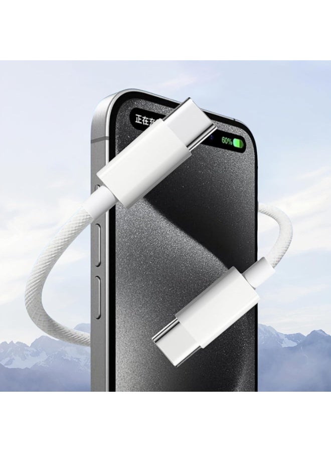 USB-C 60W Charging Cable,1 M Braided Type C Cable, Faster Charging Cable, Power Delivery PD Cord, Compatible with iPhone 16/16Pro/16 Pro Max/15/15 Pro/15 Plus/15 Pro Max,iPad Mini/Pro, MacBook Pro/Air, White - Image 4