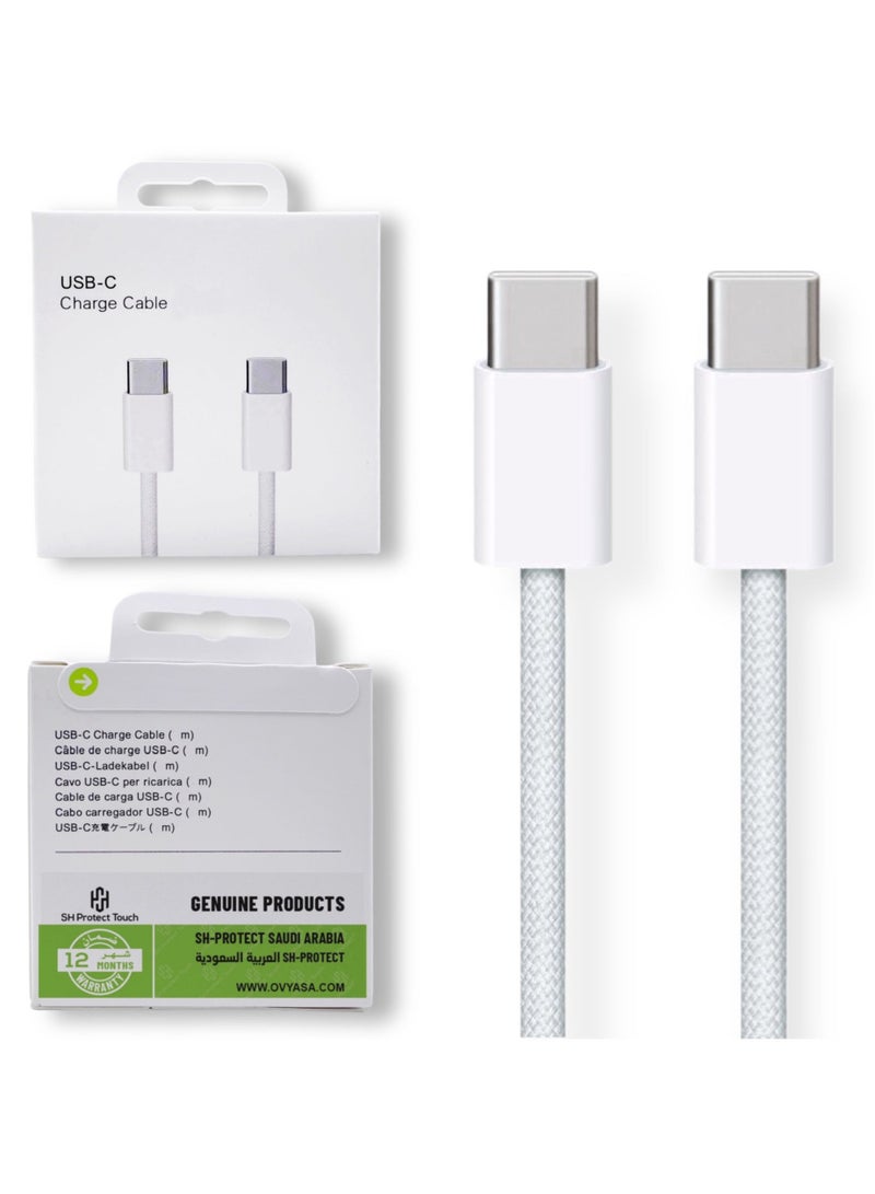USB-C 60W Charging Cable,1 M Braided Type C Cable, Faster Charging Cable, Power Delivery PD Cord, Compatible with iPhone 16/16Pro/16 Pro Max/15/15 Pro/15 Plus/15 Pro Max,iPad Mini/Pro, MacBook Pro/Air, White - Image 2