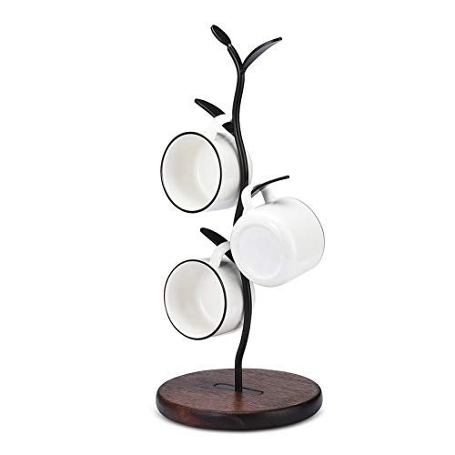 ALLCENER Mug Holder, Countertop Mug Tree, Coffee Mugs & Tea Cup Storage Rack, Coffee Counter Bar Accessory & Kitchen Organizer, Black (single row) - Image 1