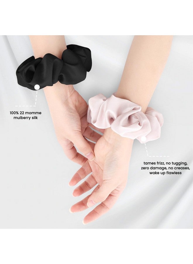 NatureKess Silk Hair Scrunchies for Women, 100% Mulberry Silk Hair Ties, No Damage for Curly Hair, Large Scrunchie for Sleep, 1-Pack, Light Pink, L - Image 2
