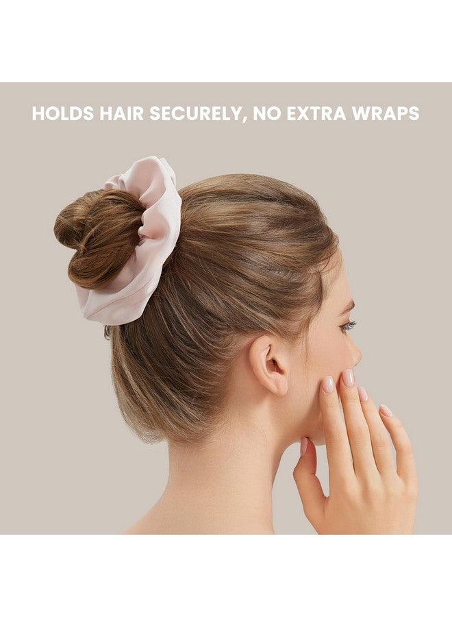 NatureKess Silk Hair Scrunchies for Women, 100% Mulberry Silk Hair Ties, No Damage for Curly Hair, Large Scrunchie for Sleep, 1-Pack, Light Pink, L - Image 3