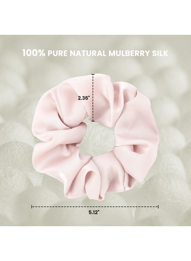 NatureKess Silk Hair Scrunchies for Women, 100% Mulberry Silk Hair Ties, No Damage for Curly Hair, Large Scrunchie for Sleep, 1-Pack, Light Pink, L - Image 5
