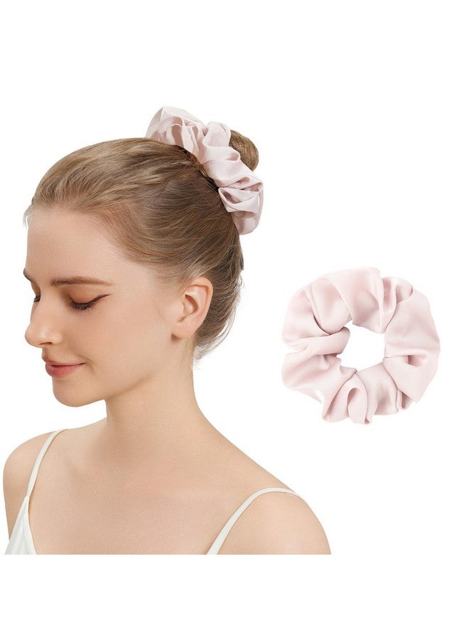NatureKess Silk Hair Scrunchies for Women, 100% Mulberry Silk Hair Ties, No Damage for Curly Hair, Large Scrunchie for Sleep, 1-Pack, Light Pink, L - Image 1