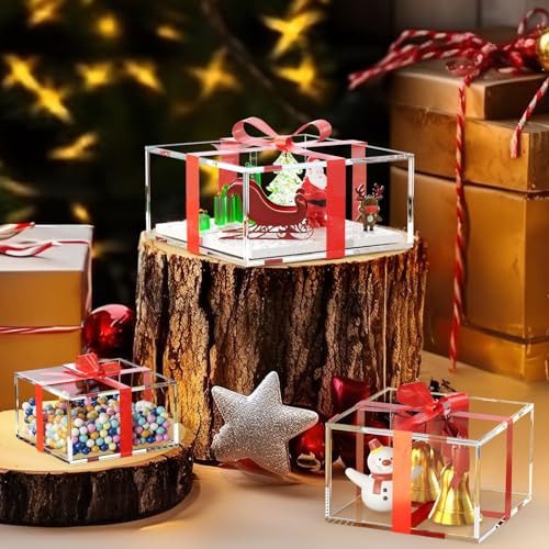 NIUBEE Acrylic Storage Box with Lids, 5.3‘’ Clear Mult-Purpose Box Square Stackable for Office, Home, Mini Cube Containers for Jewelry, Staples, Mini Toys - Image 3