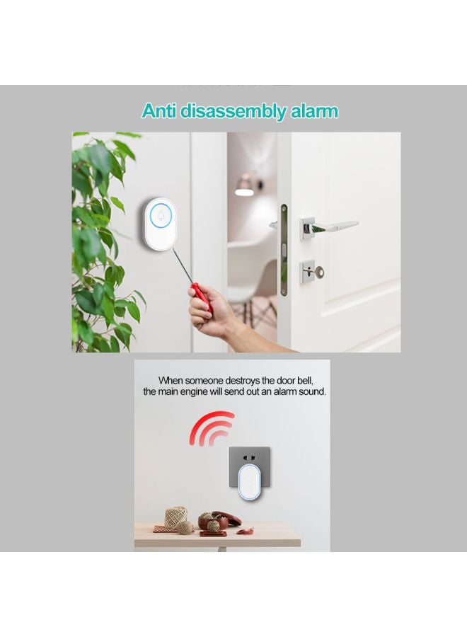 Wireless Doorbell Kit With EU Plug White/Blue Doorbell on - 2x(2.7x1.7x0.7), Hub - (3.6x2.2x1.9)inch - Image 4