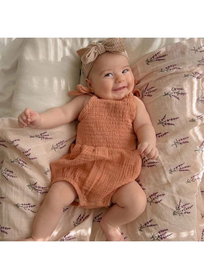 LifeTree Baby Swaddle Blankets Girls Organic Muslin Swaddle Blankets Unisex Swaddling Wrap Receiving Blanket Neutral For Newborn 100% Organic Cotton Large 47 X 47 Inches Lavender & Mauve  - Image 3