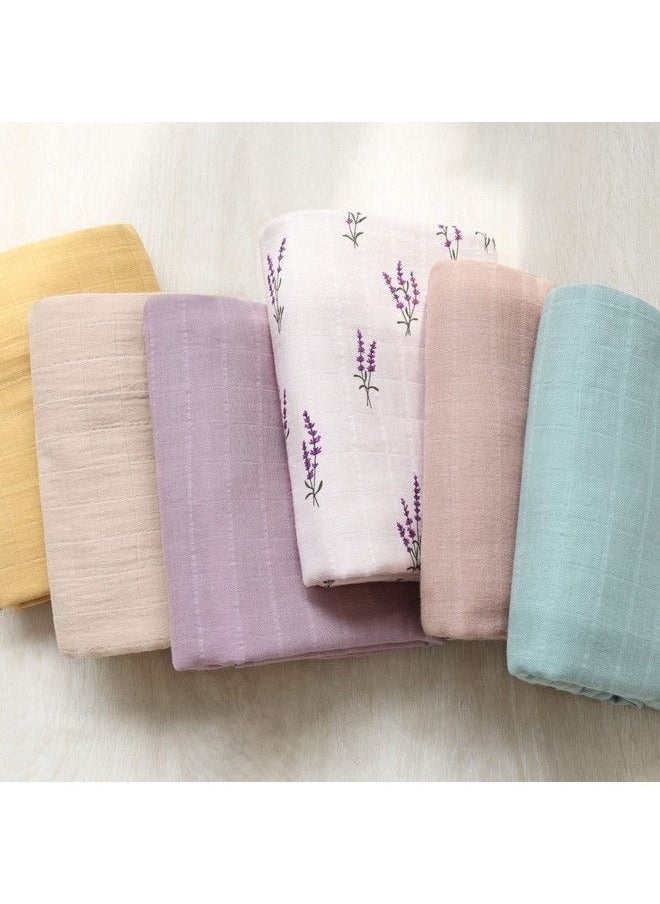 LifeTree - Baby Swaddle Blankets Girls Organic Muslin Swaddle Blankets Unisex Swaddling Wrap Receiving Blanket Neutral For Newborn 100% Organic Cotton Large 47 X 47 Inches Lavender & Mauve - Image 1