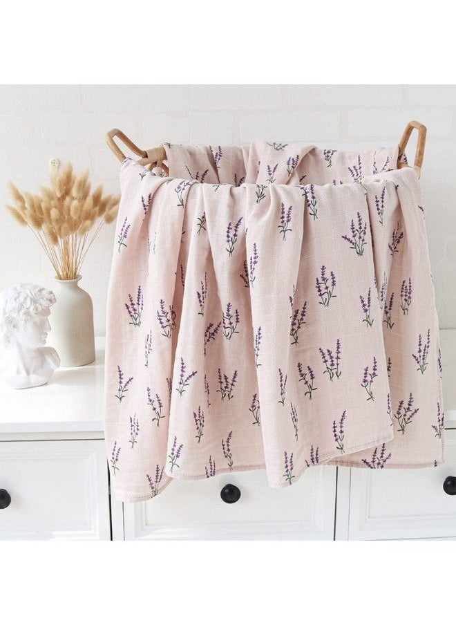 LifeTree Baby Swaddle Blankets Girls Organic Muslin Swaddle Blankets Unisex Swaddling Wrap Receiving Blanket Neutral For Newborn 100% Organic Cotton Large 47 X 47 Inches Lavender & Mauve  - Image 5