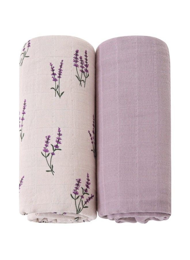LifeTree Baby Swaddle Blankets Girls Organic Muslin Swaddle Blankets Unisex Swaddling Wrap Receiving Blanket Neutral For Newborn 100% Organic Cotton Large 47 X 47 Inches Lavender & Mauve  - Image 2