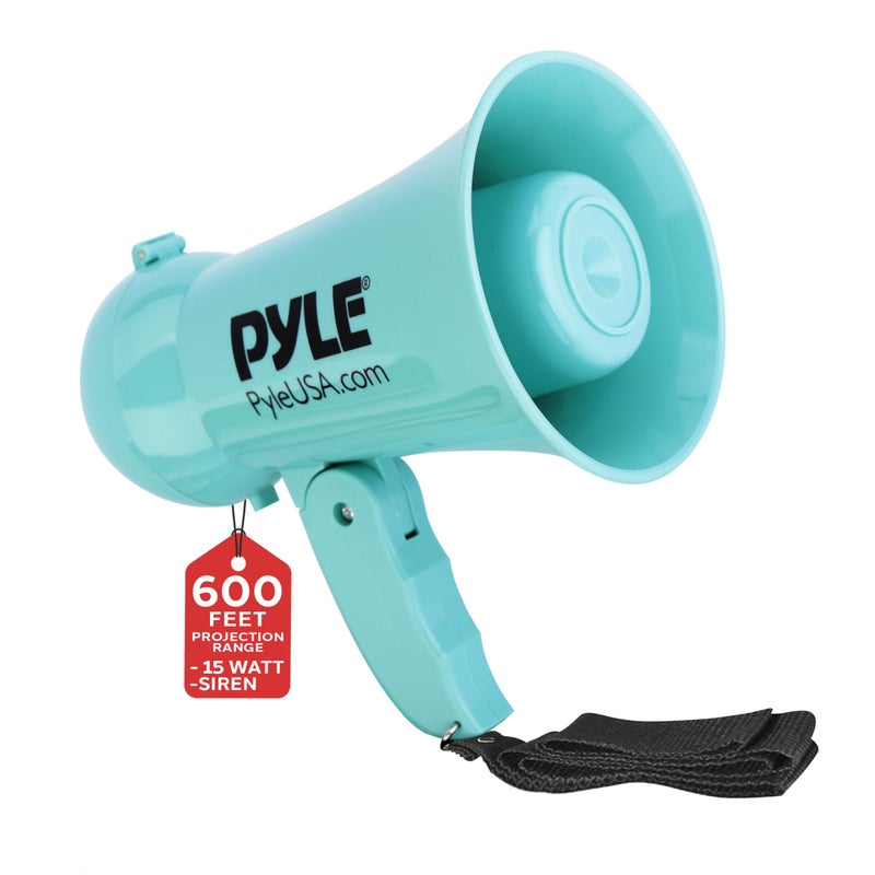 Pyle 15W Portable Bullhorn Megaphone Speaker with Builtin Dynamic Microphone Siren Talk Switch Adjustable Volume Up to 600 ft Range Ergonomic Handle Battery Operated 6x AA IndoorOutdoor - Image 2