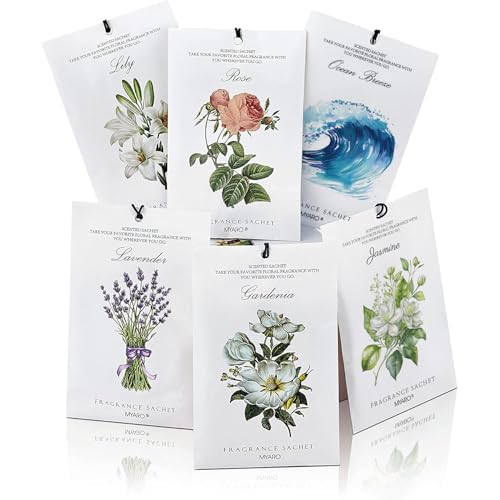 MYARO 12 Packs Scented Sachets for Drawer and Closet, Long-Lasting Sachets Bags Home Fragrance 6 Scents Option- Lavender, Rose, Jasmine, Ocean, Gardenia, Lily - Image 1