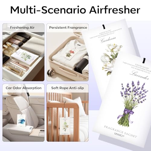 MYARO 12 Packs Scented Sachets for Drawer and Closet, Long-Lasting Sachets Bags Home Fragrance 6 Scents Option- Lavender, Rose, Jasmine, Ocean, Gardenia, Lily - Image 3