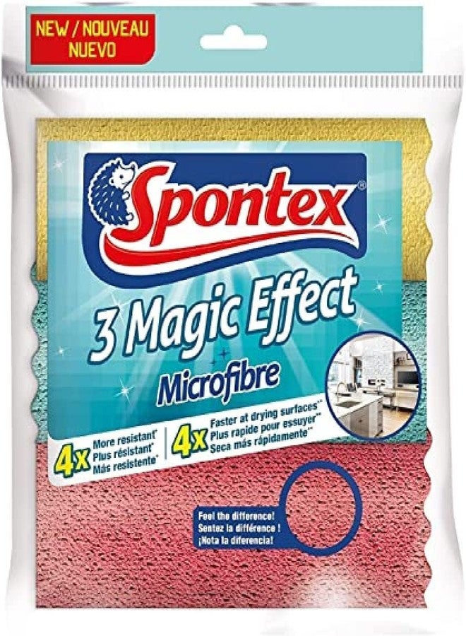 Spontex 3 Magic Effect Microfibre Cloths, 24.5 x 25cm Cleaning Cloths - Image 3