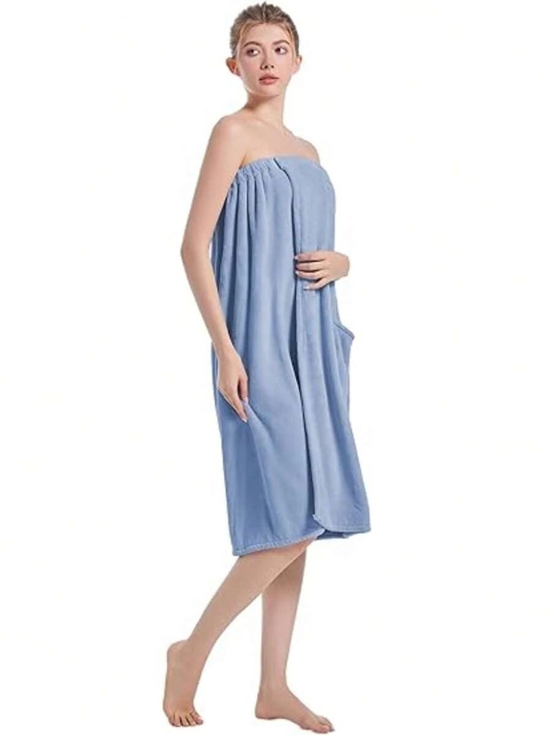 Shein Women's Bath Towel Shawl, Plush Bathrobe with Pockets - XL Size - Image 4