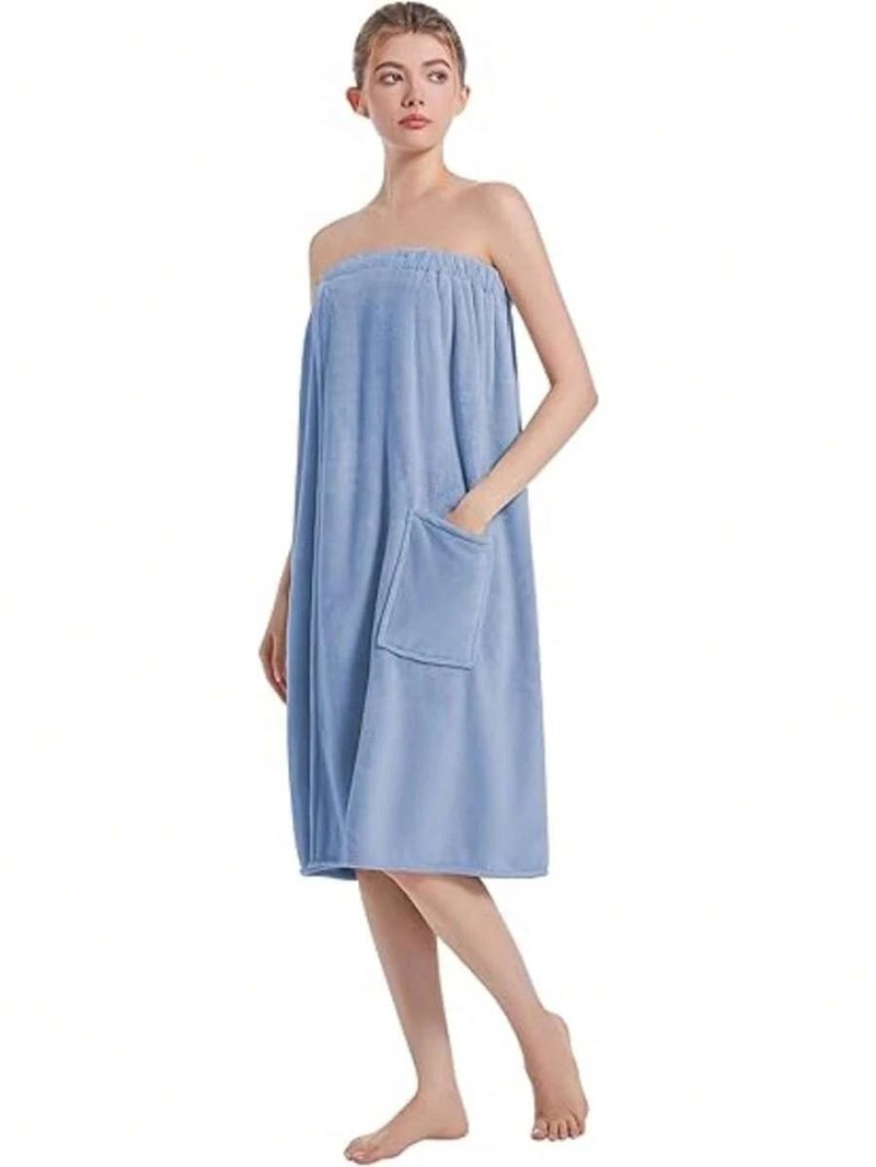 Shein Women's Bath Towel Shawl, Plush Bathrobe with Pockets - XL Size - Image 5